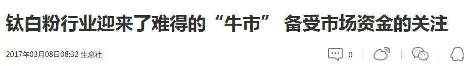 价格已疯涨的钛白粉的那些事~