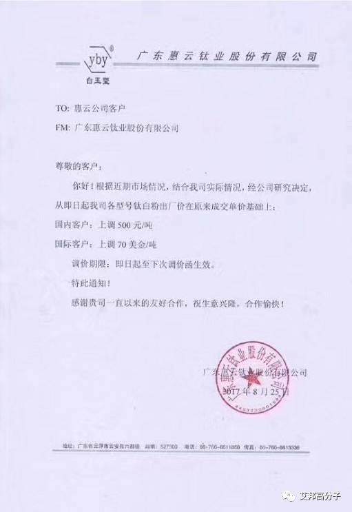 钛白粉8月底再涨价100美元！开工率不足50%
