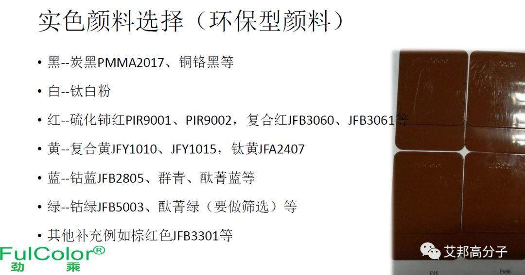 高溫尼龍用金屬顏料和彩色顏料的選擇及配色方案
