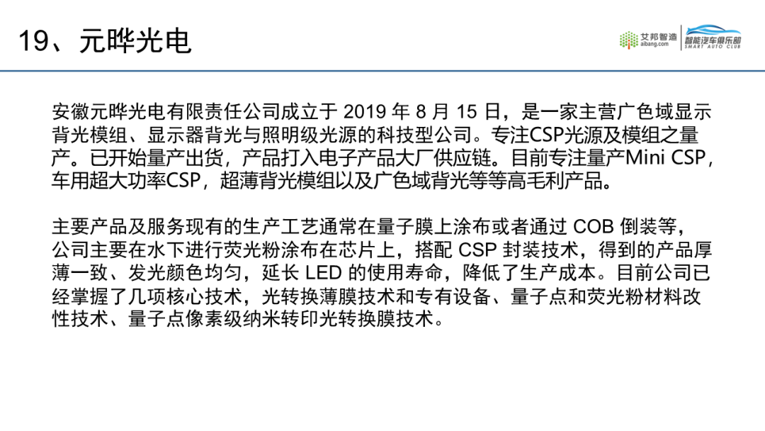 2021年车用LED供应商名录20强