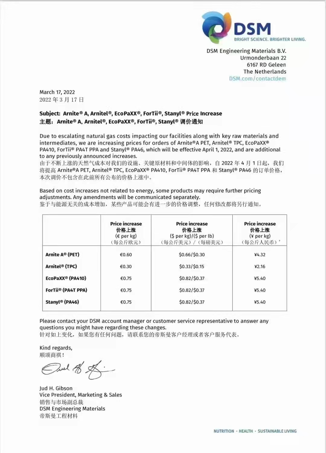 巴斯夫，帝斯曼，塞拉尼斯等的PA，PBT，POM，PPS等工程塑料大幅上涨！