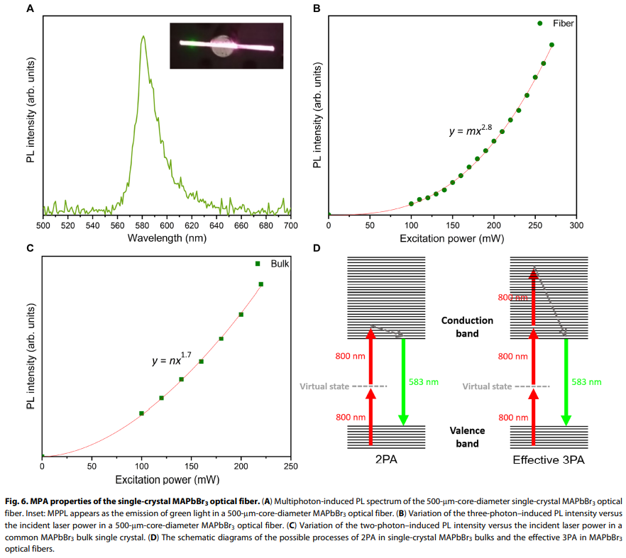 单晶钙钛矿光纤！最新Science Advances