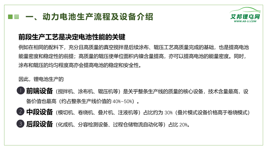 动力电池生产流程及其前段生产设备企业盘点！