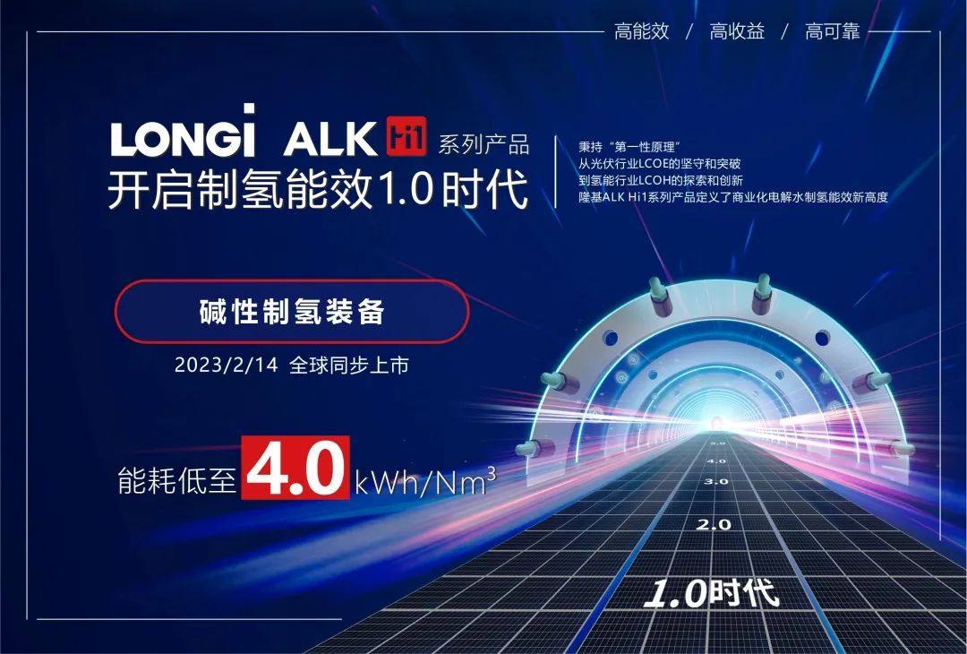 隆基氢能发布ALK制氢设备，能耗低至4.0kWh/Nm³