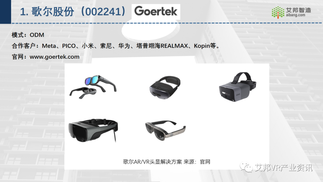 30家AR/VR行業(yè)ODM/OEM企業(yè)介紹