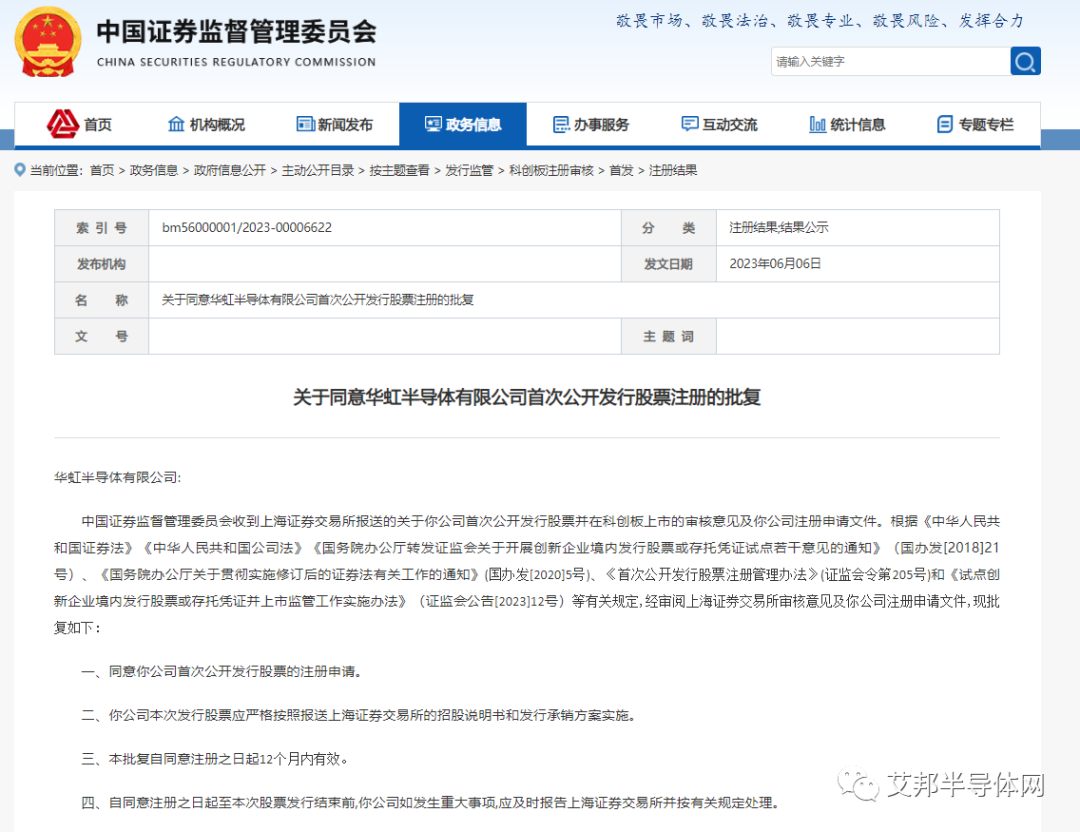 證監(jiān)會(huì)同意華虹半導(dǎo)體科創(chuàng)板IPO注冊(cè)