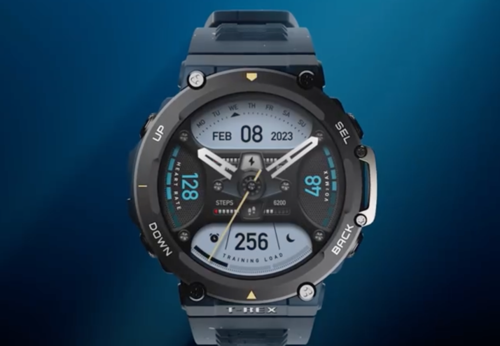 華米推出 Amazfit T-Rex 2 海洋藍限定版手表，表帶與包裝采用了 100%環保材料開發