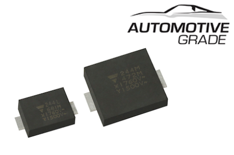 Vishay Intertechnology 推出业界首款 Y1 等级 SMD 封装汽车级陶瓷电容器
